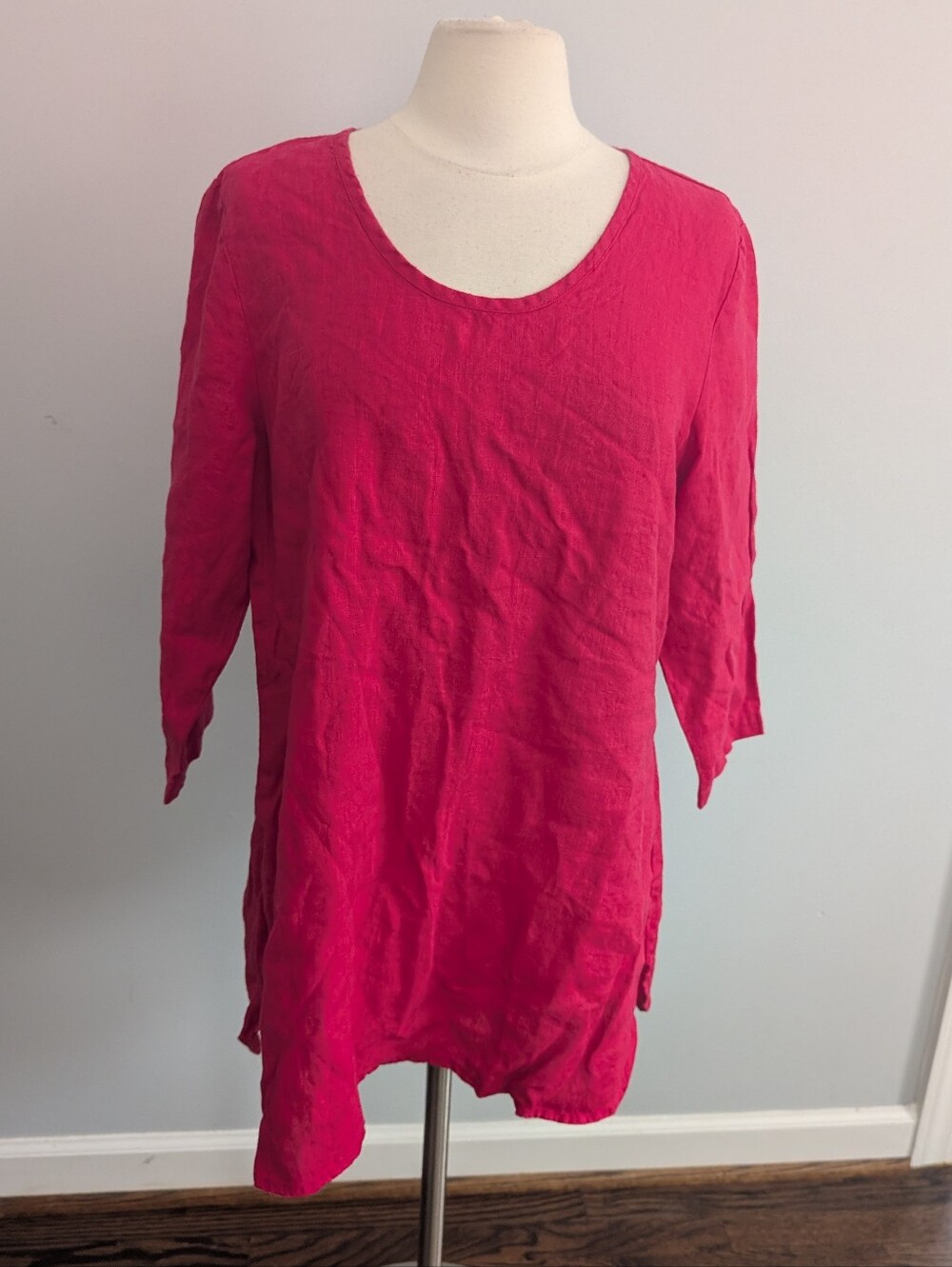 Women's Flax Hot Pink Linen Blouse Top Tunic Small